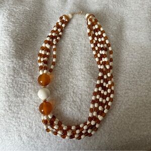 Avon orange and white bead necklace